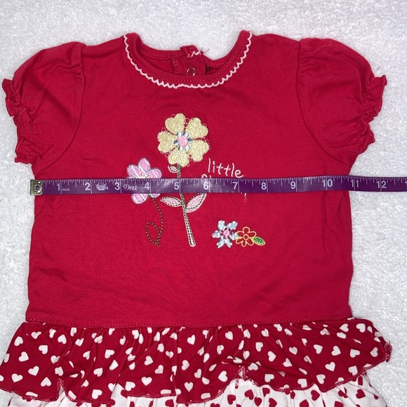 Okie dokie dark pink floral hearts ruffle summer romper 18m Euc - Picture 4 of 6
